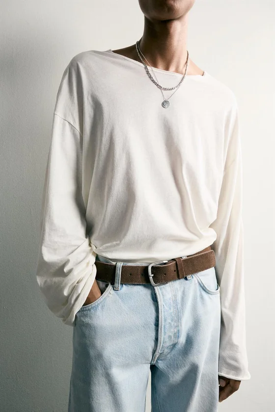 ФУТБОЛКА RELAXED FIT ИЗ СТРУЯЩЕЙСЯ ТКАНИ