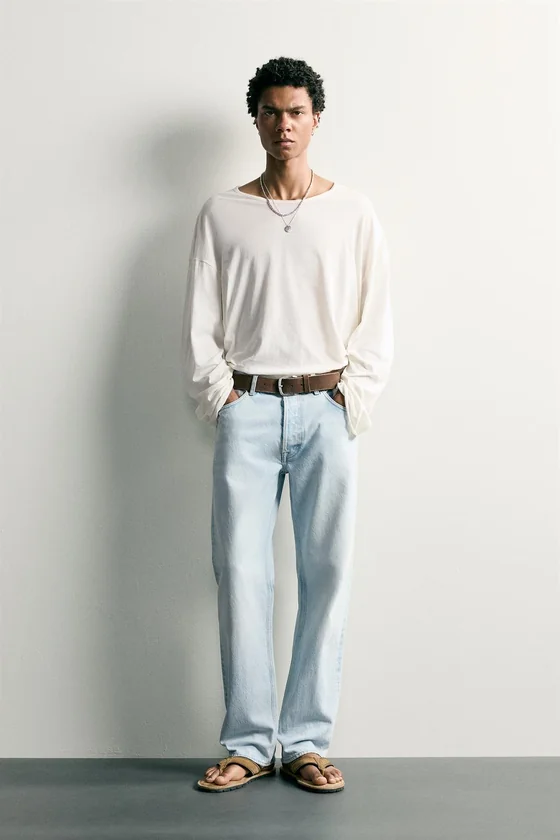 ФУТБОЛКА RELAXED FIT ИЗ СТРУЯЩЕЙСЯ ТКАНИ