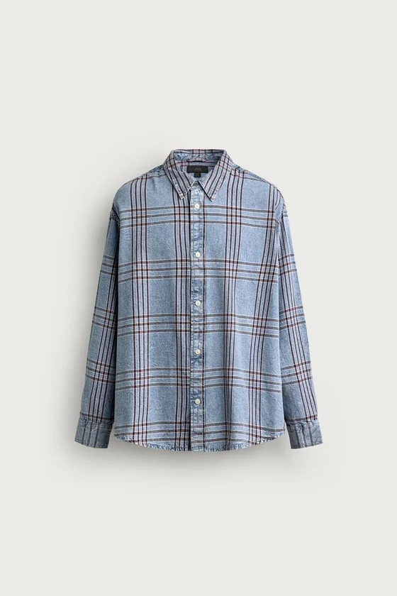 ДЖИНСОВАЯ РУБАШКА RELAXED FIT В КЛЕТКУ