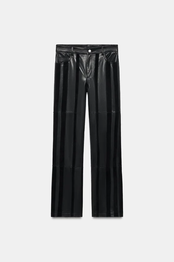 Полосатые брюки из 100% кожи zw collection