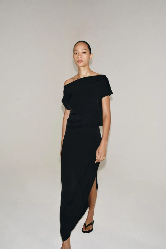 АСИММЕТРИЧНОЕ АТЛАСНОЕ ПЛАТЬЕ ZW COLLECTION