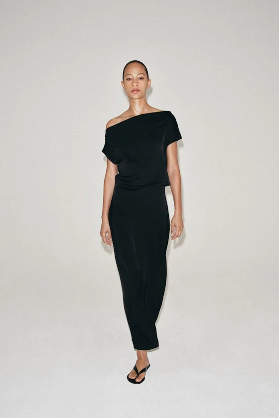 АСИММЕТРИЧНОЕ АТЛАСНОЕ ПЛАТЬЕ ZW COLLECTION
