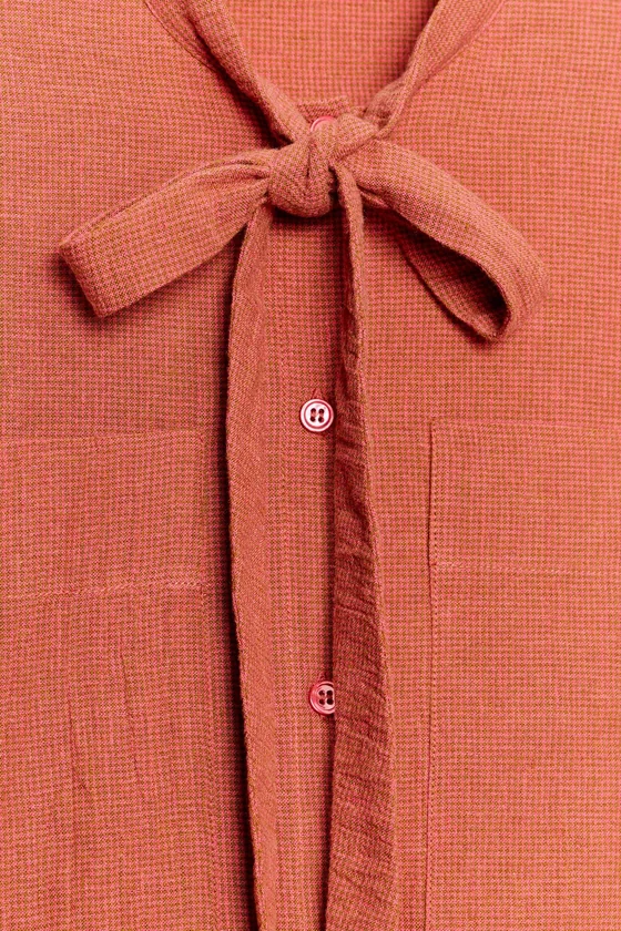 ЛЬНЯНАЯ РУБАШКА С ЗАВЯЗКАМИ — ZW COLLECTION