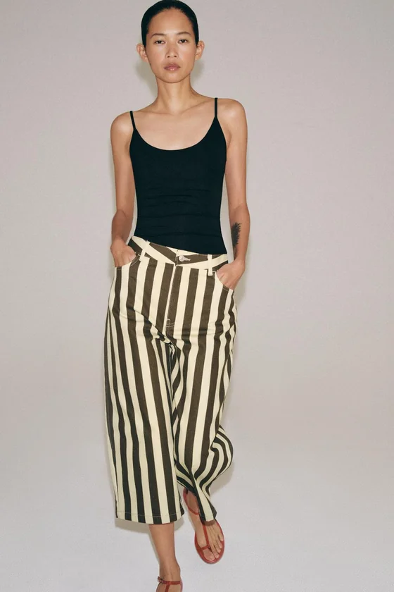 УКОРОЧЕННЫЕ БРЮКИ В ПОЛОСКУ — ZW COLLECTION