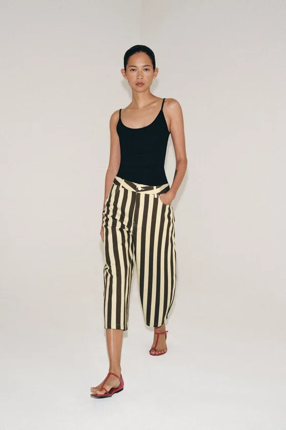 УКОРОЧЕННЫЕ БРЮКИ В ПОЛОСКУ — ZW COLLECTION