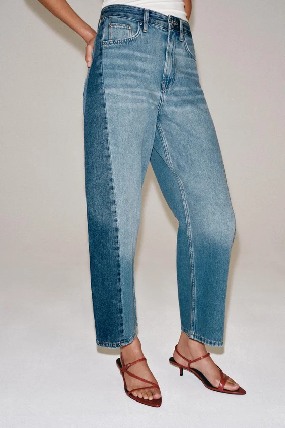 ДЖИНСЫ ANKLE RELAXED СО СРЕДНЕЙ ПОСАДКОЙ И ПЭЧВОРКОМ — ZW COLLECTION