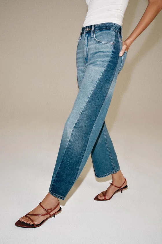 ДЖИНСЫ ANKLE RELAXED СО СРЕДНЕЙ ПОСАДКОЙ И ПЭЧВОРКОМ — ZW COLLECTION