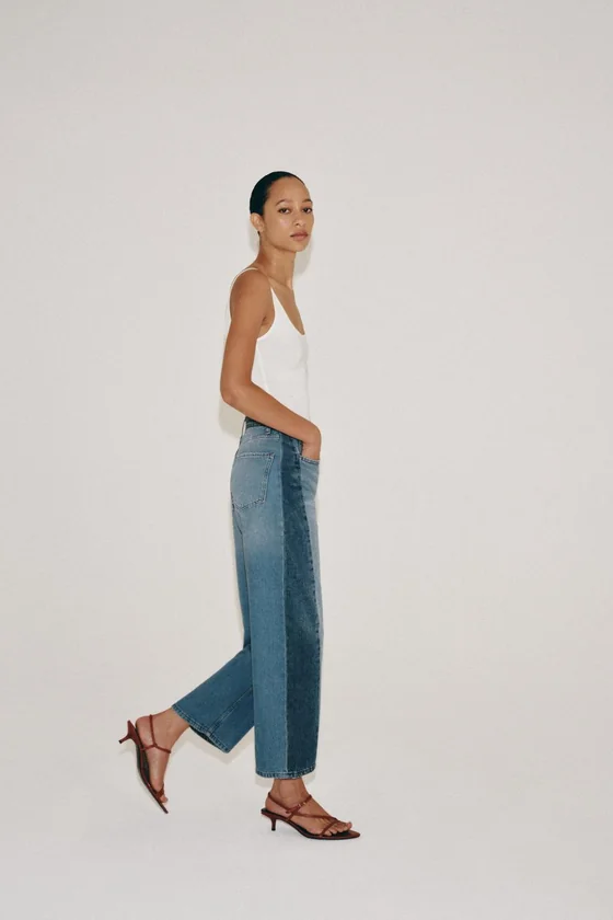 ДЖИНСЫ ANKLE RELAXED СО СРЕДНЕЙ ПОСАДКОЙ И ПЭЧВОРКОМ — ZW COLLECTION