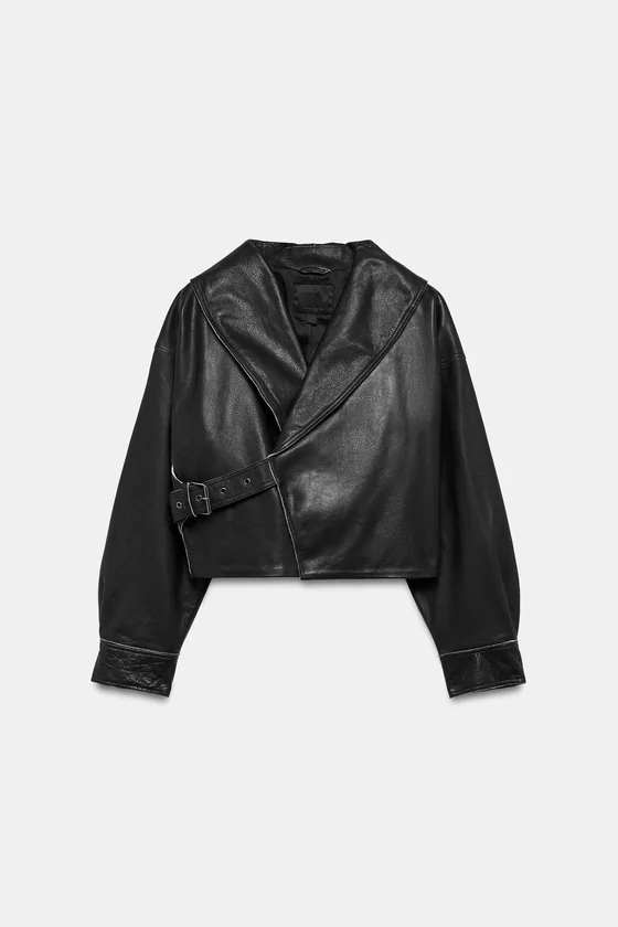 КОЖАНАЯ КУРТКА С ПРЯЖКОЙ — ZW COLLECTION