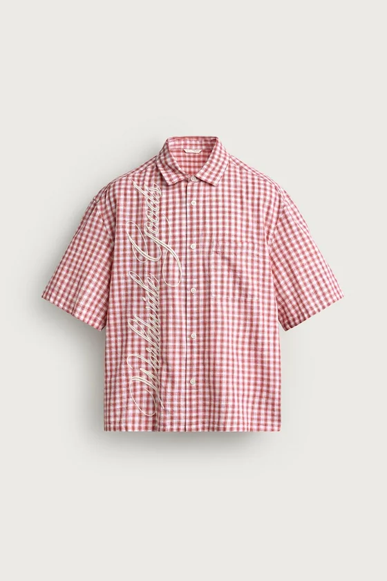 РУБАШКА RELAXED FIT В КЛЕТКУ С ВЫШИВКОЙ
