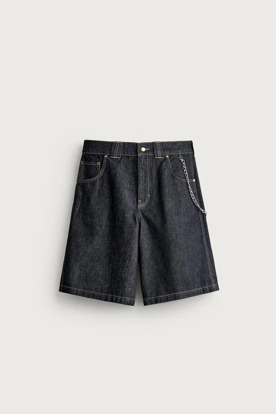 ДЖИНСОВЫЕ ШОРТЫ RELAXED FIT С ЦЕПОЧКОЙ