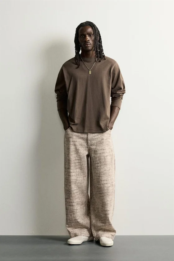 БРЮКИ RELAXED FIT С АНИМАЛИСТИЧНЫМ ПРИНТОМ