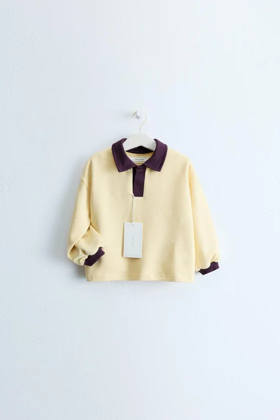 ZARA TIMELESS - ТОЛСТОВКА С КОНТРАСТНЫМ ВОРОТНИКОМ ПОЛО