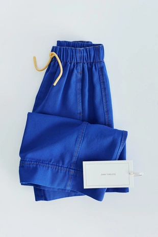 Zara Timeless — брюки Wide Leg из канваса с контрастной строчкой- Заказать в России