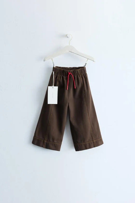 БРЮКИ WIDE LEG ИЗ КАНВАСА ZARA TIMELESS С КОНТРАСТНОЙ ОТСТРОЧКОЙ