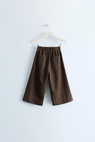 Брюки Wide Leg из канваса Zara Timeless с контрастной отстрочкой- Заказать в России