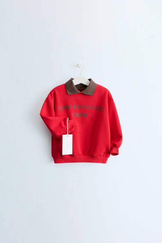 ZARA TIMELESS — ТОЛСТОВКА-ПОЛО С ТЕКСТОВЫМ ПРИНТОМ