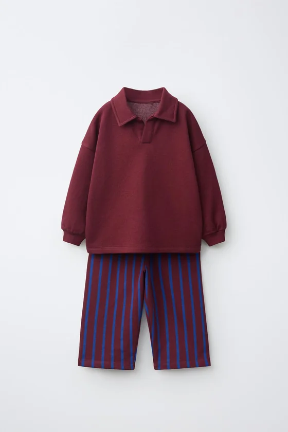 КОМПЛЕКТ: ПОЛО И БРЮКИ WIDE LEG В ПОЛОСКУ