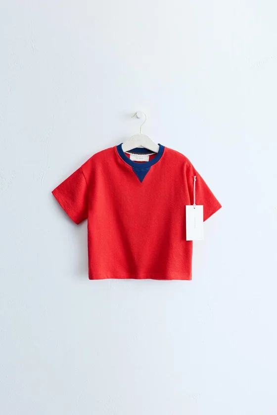 ZARA TIMELESS — ФУТБОЛКА С КОНТРАСТНЫМ ВОРОТОМ