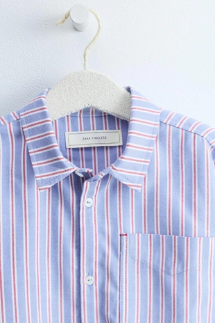 Рубашка в полоску с карманом — Zara Timeless- Заказать в России