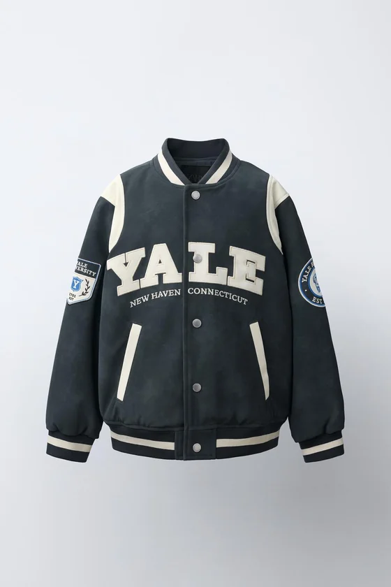 БОМБЕР ИЗ ИСКУССТВЕННОЙ КОЖИ С ПРИНТОМ YALE™