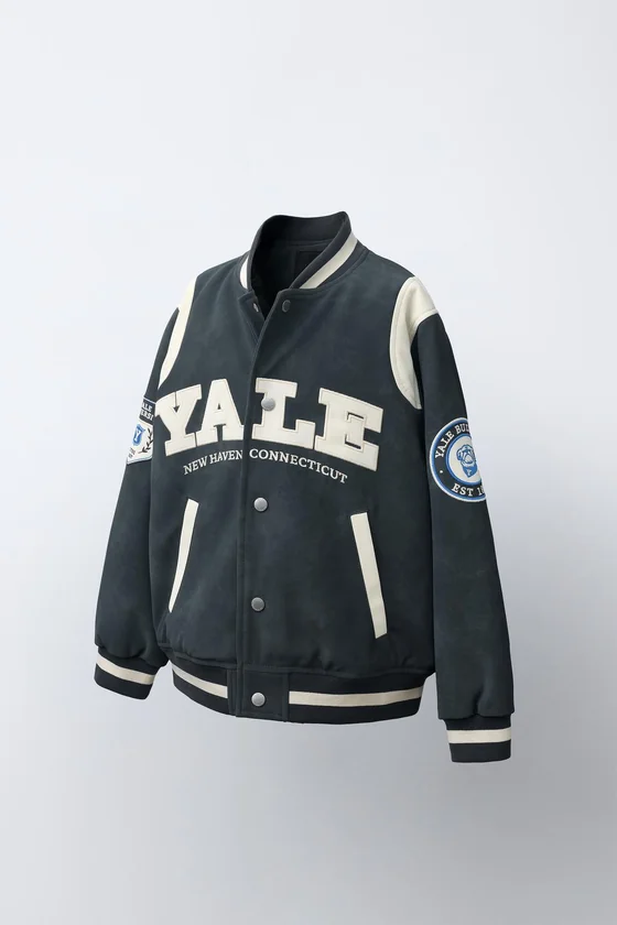 БОМБЕР ИЗ ИСКУССТВЕННОЙ КОЖИ С ПРИНТОМ YALE™