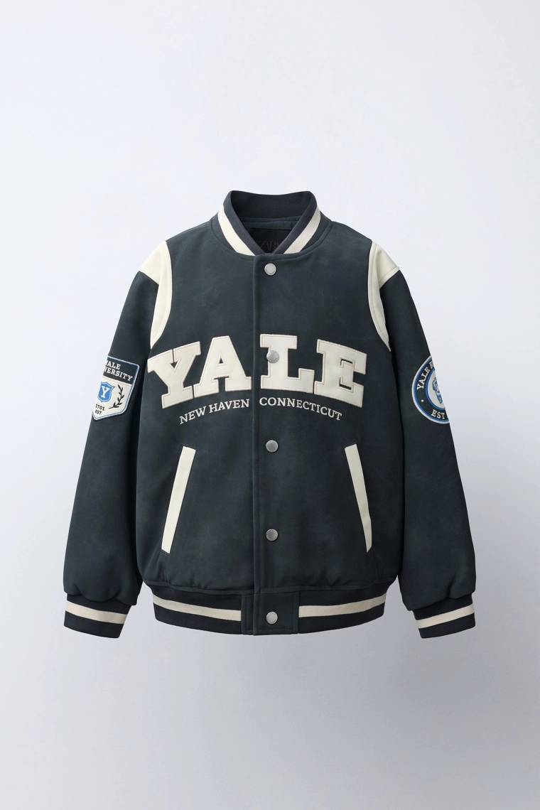 Бомбер с эффектом кожи и принтом yale university™