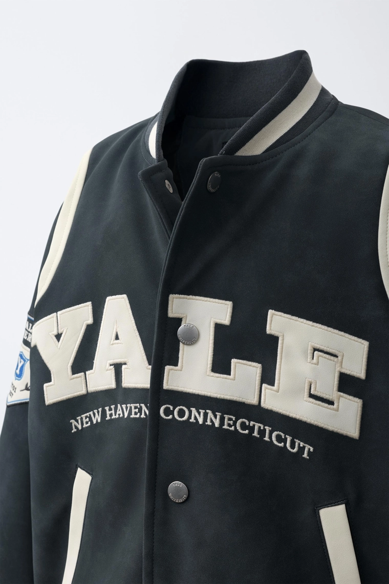 Бомбер с эффектом кожи и принтом yale university™