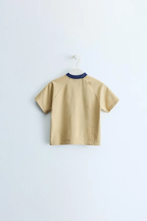 ZARA TIMELESS — ФУТБОЛКА С КОНТРАСТНЫМ ВОРОТНИКОМ