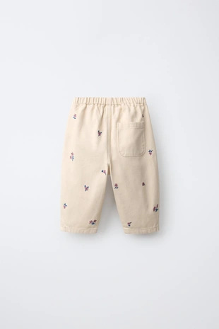 Брюки Baggy из твила с вышивкой- Заказать в России