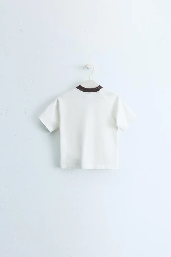 ZARA TIMELESS — ФУТБОЛКА С КОНТРАСТНЫМ ВОРОТНИКОМ