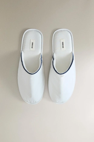 White | 1002/800/001 - Zara Тапочки-мюли с окантовкой