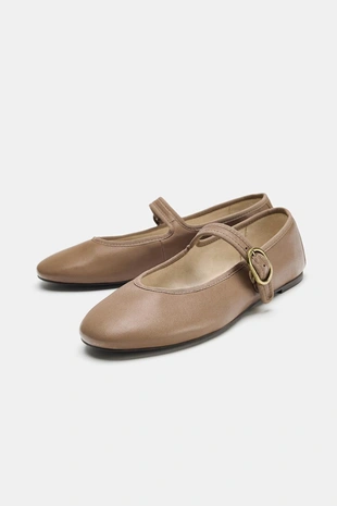 Кожаные балетки с пряжкой- Заказать в России
