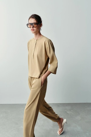 camel | 0264/714/704 - Zara Комбинированная футболка