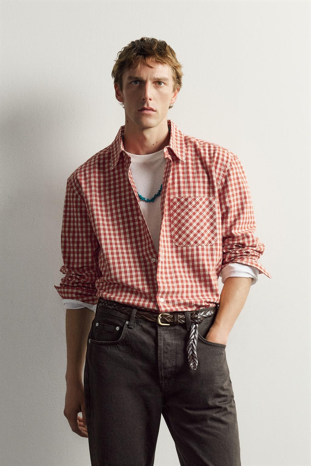 РУБАШКА В КЛЕТКУ ИЗ ТВИЛА AARON LEVINE X ZARA