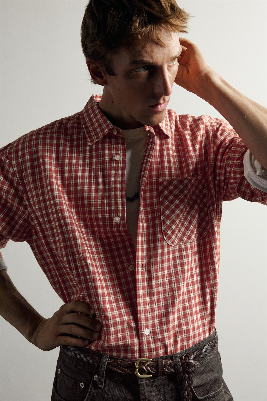 РУБАШКА В КЛЕТКУ ИЗ ТВИЛА AARON LEVINE X ZARA