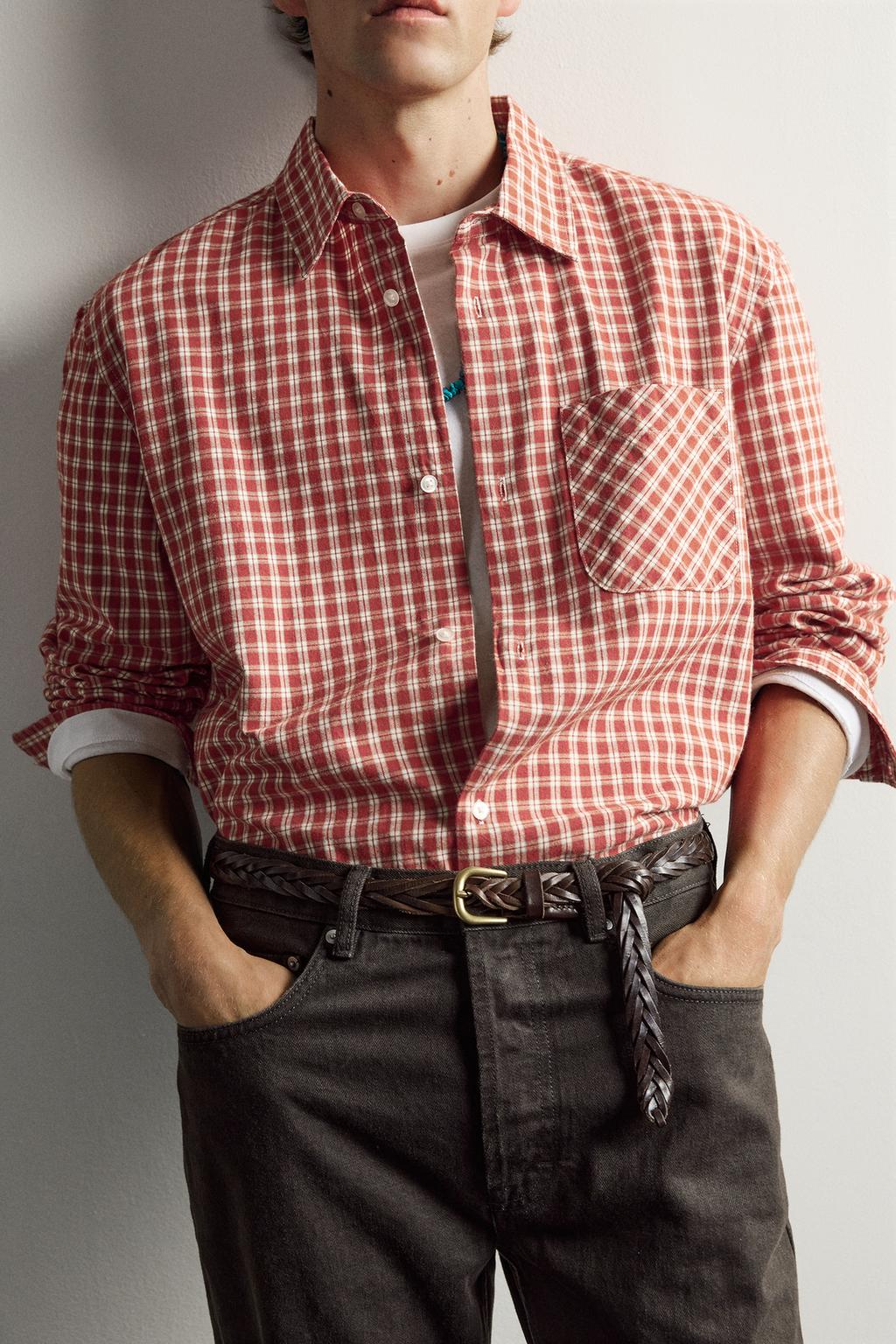 РУБАШКА В КЛЕТКУ ИЗ ТВИЛА AARON LEVINE X ZARA