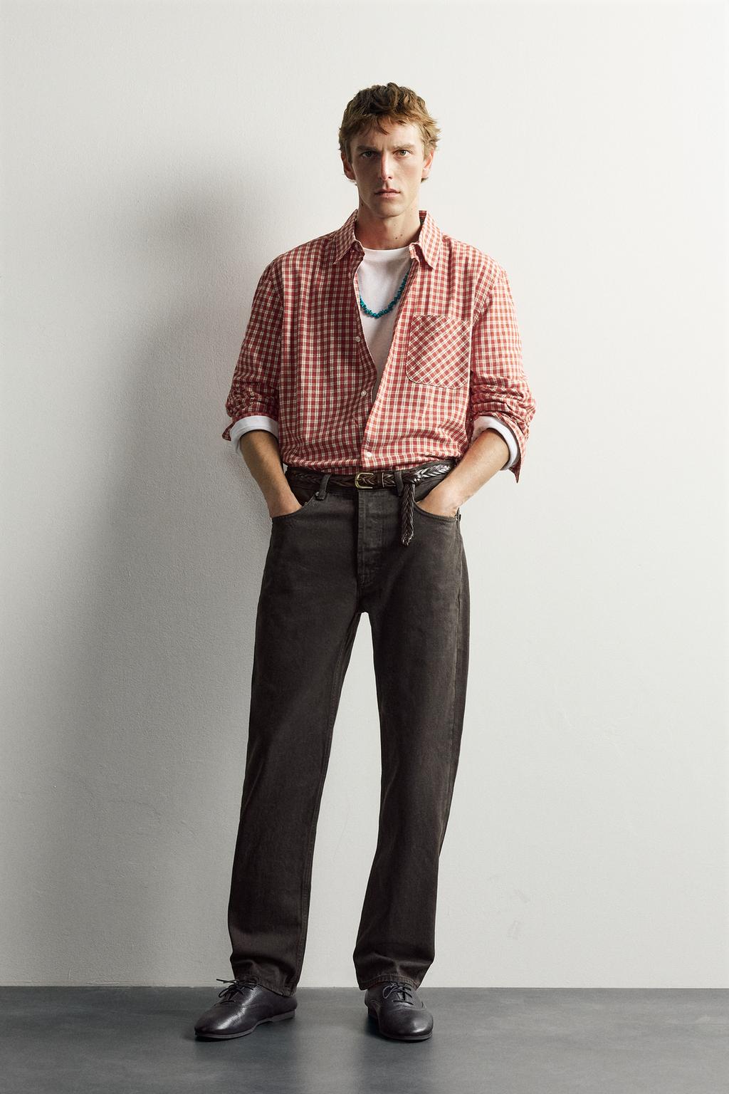РУБАШКА В КЛЕТКУ ИЗ ТВИЛА AARON LEVINE X ZARA