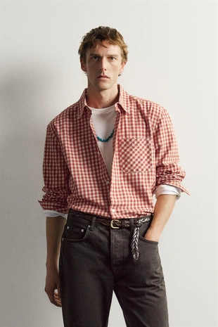 Рубашка в клетку из твила Aaron Levine X Zara- Заказать в России