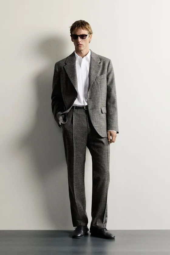 КОСТЮМНЫЕ БРЮКИ ИЗ ШЕРСТИ И ЛЬНА AARON LEVINE X ZARA