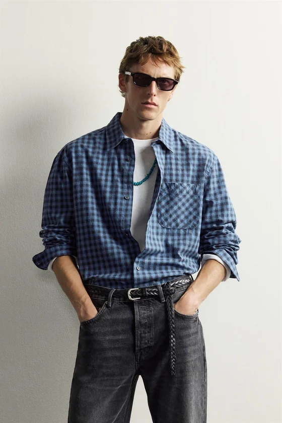 РУБАШКА В КЛЕТКУ TWILL X AARON LEVINE X ZARA