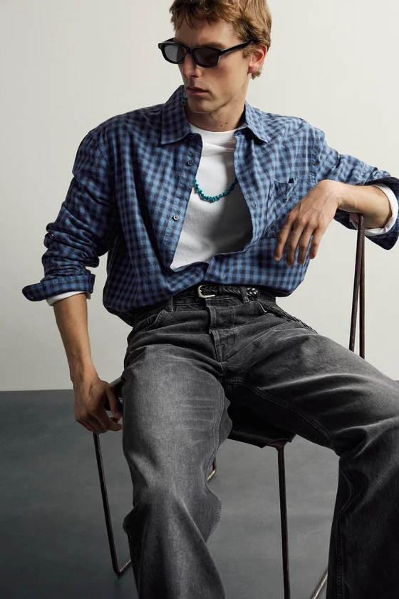 РУБАШКА В КЛЕТКУ TWILL X AARON LEVINE X ZARA