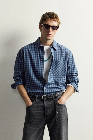 Рубашка в клетку Twill X Aaron Levine X Zara- Заказать в России