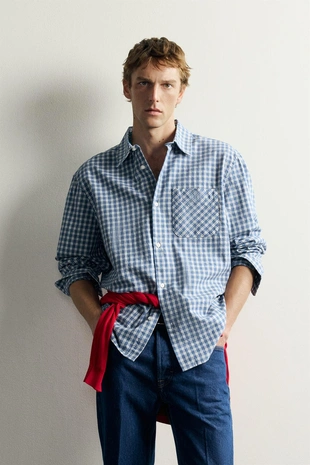 Рубашка в клетку из твила Aaron Levine X Zara