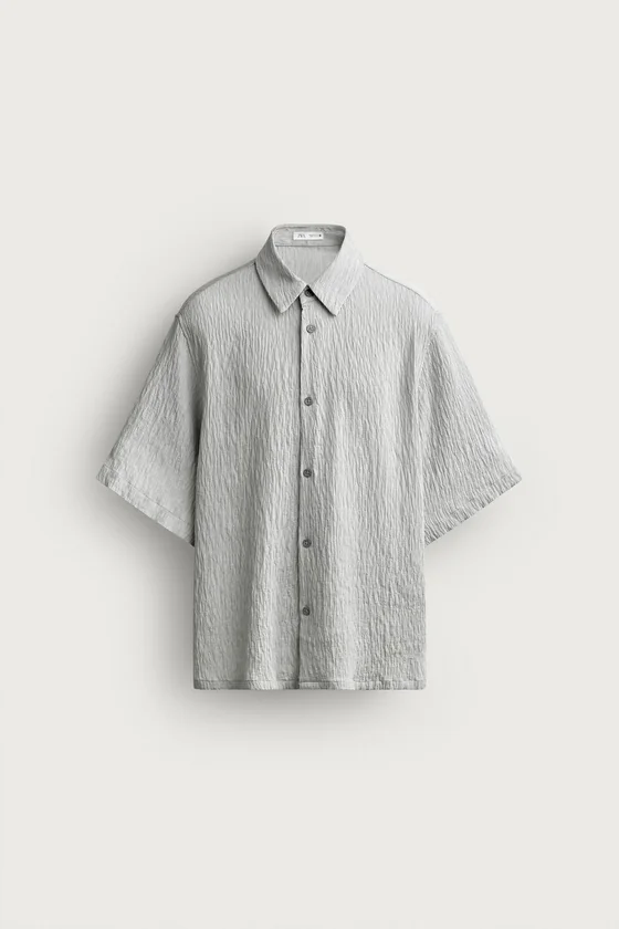 РУБАШКА RELAXED FIT ИЗ СТРУЯЩЕЙСЯ ТКАНИ С ФАКТУРОЙ