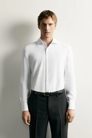 Рубашка Regular Fit из рельефной ткани