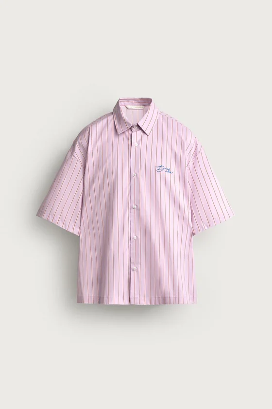 РУБАШКА BOXY FIT В ПОЛОСКУ С ВЫШИВКОЙ