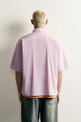 Рубашка Boxy Fit в полоску с вышивкой