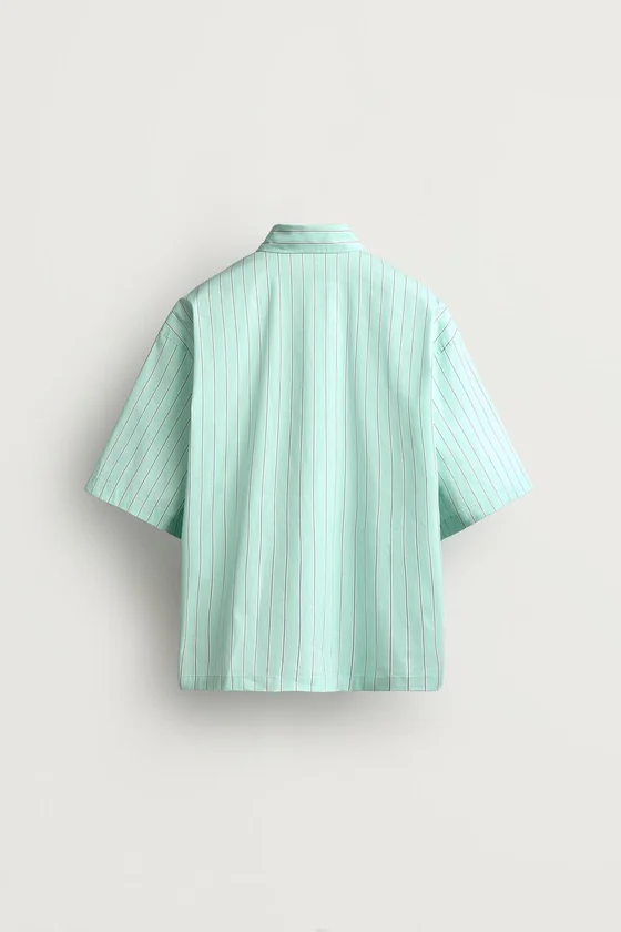 РУБАШКА BOXY FIT В ПОЛОСКУ С ВЫШИВКОЙ