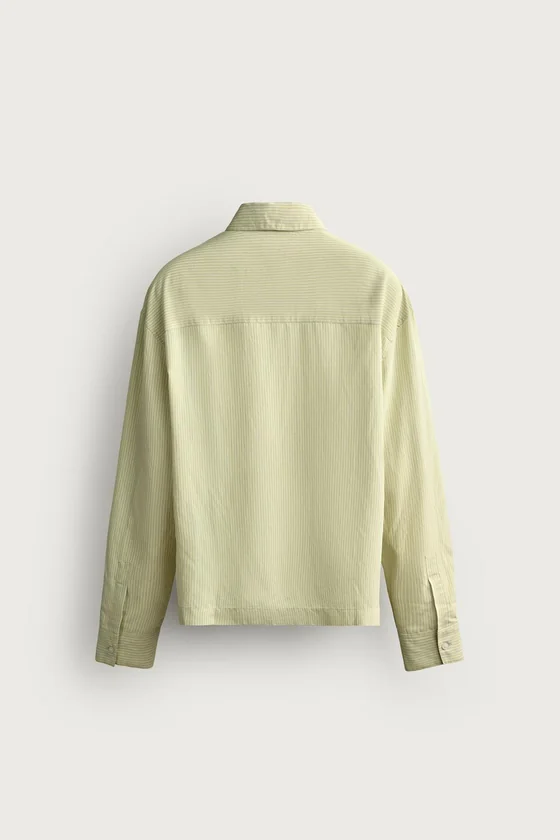 РУБАШКА RELAXED FIT В ПОЛОСКУ ИЗ СТРУЯЩЕЙСЯ ТКАНИ